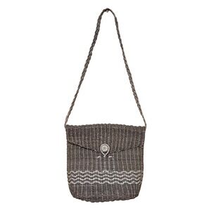 Vintage 70s Woven Jute Crossbody Bag Earthy Boho Southwest Hippie Beach Cottage